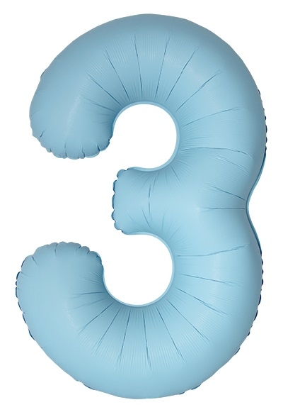 Шар Цифра "3" Slim Светло-голубой, Матовый / Matte Baby Blue (в упаковке) 